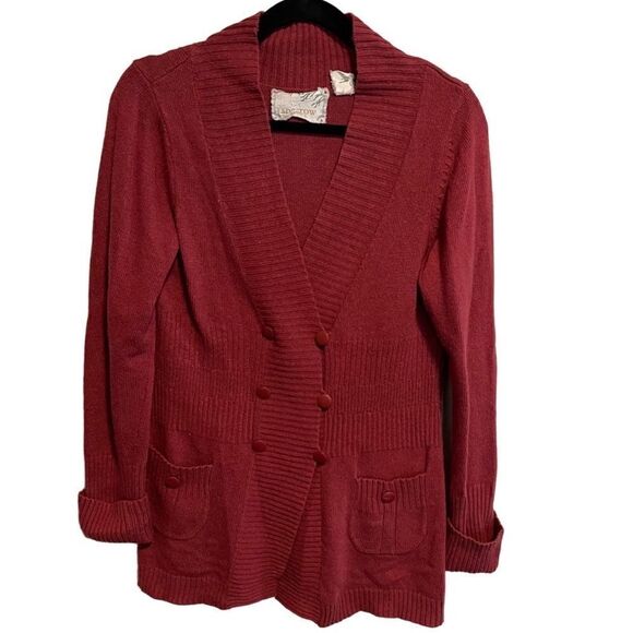 Sparrow-Anthropologie- Women’s Rust Red Double Breasted Button Front Cardigan, L - Picture 7 of 7